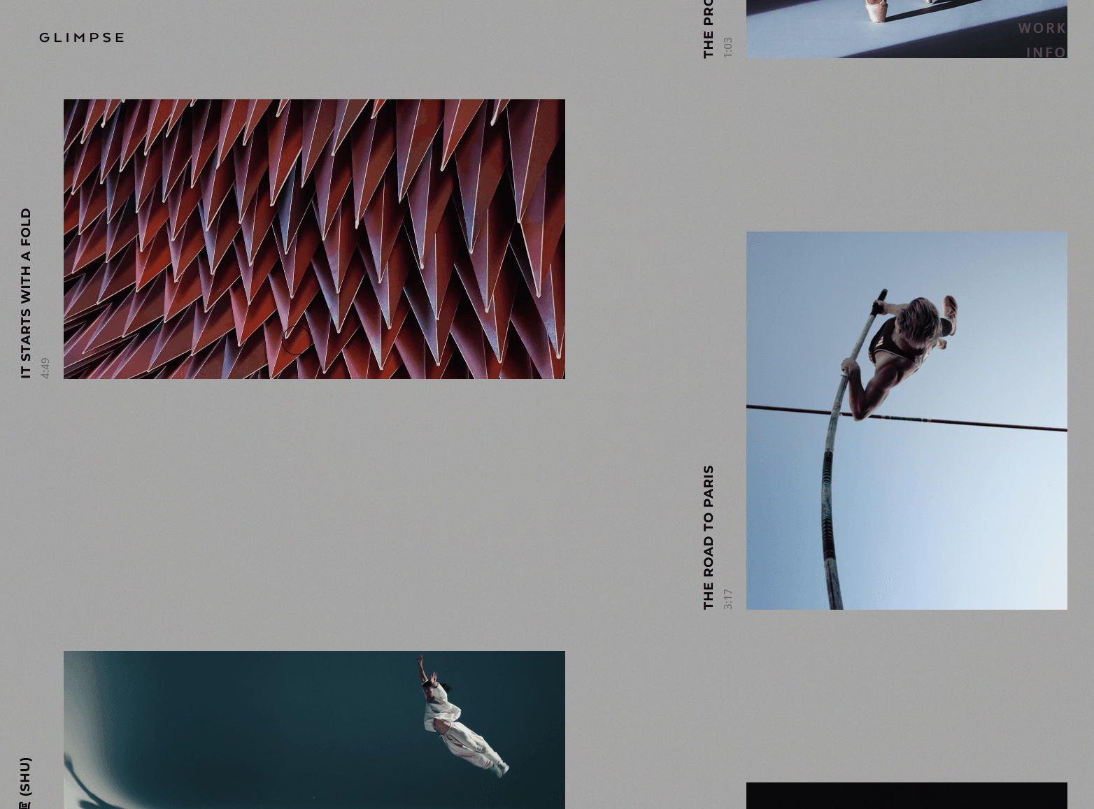 Work page showing the film grid