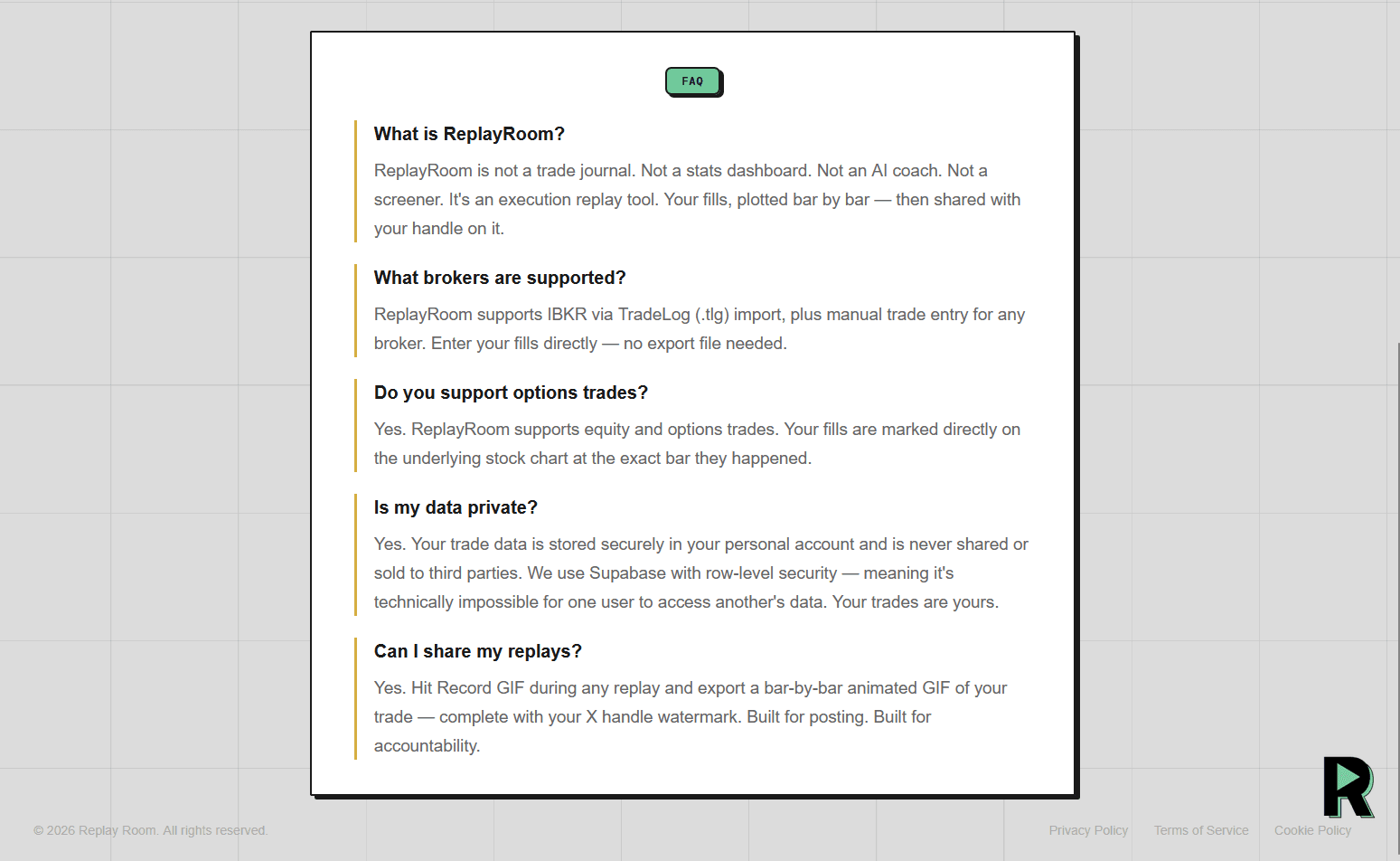 FAQ section