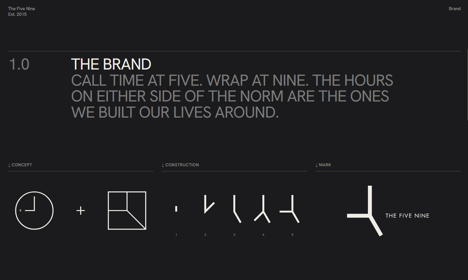 Brand page showing the logo construction